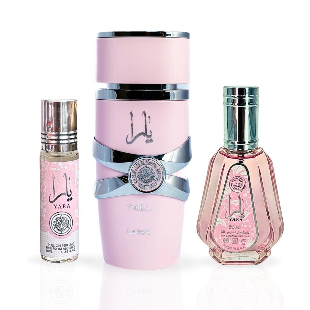 LATTAFA YARA Eau De Parfum Spray 100ML, EDP Spray 50ML & Roll-On